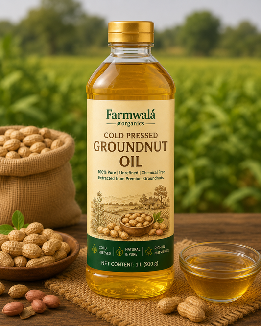 Image of bottle Containing Cold Pressed Groundnut Oil