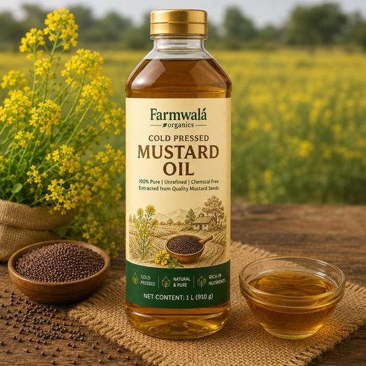 Image of Bottle Containing Cold Pressed Mustard Oil